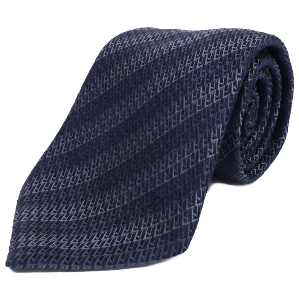 LOUIS VUITTON Louis Vuitton Striped Silk Tie, Gray/Navy, Men's